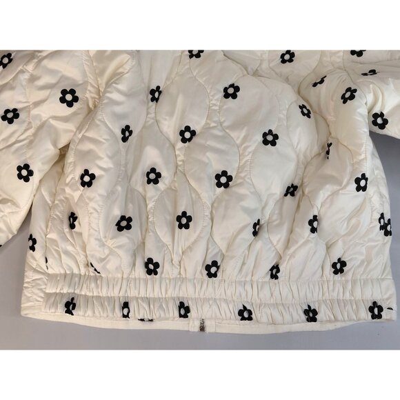 Lovelo Womens White Quilted Floral Puffer Jacket Large - Picture 13 of 13